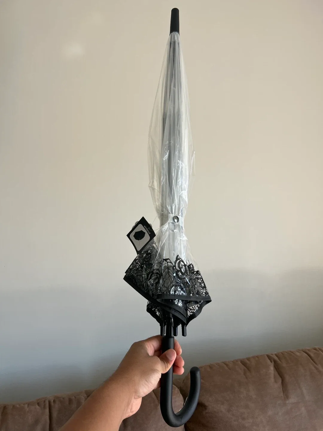 Clear Umbrella with Black Lace Trim image indicator(2)