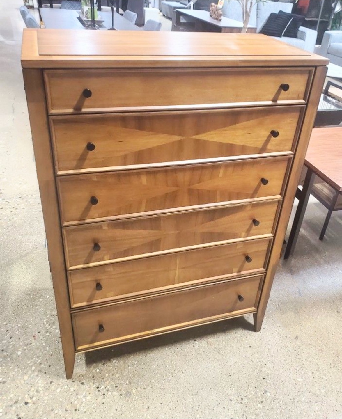 New 6 Drawer Acacia Chest Dresser Mid Century Modern