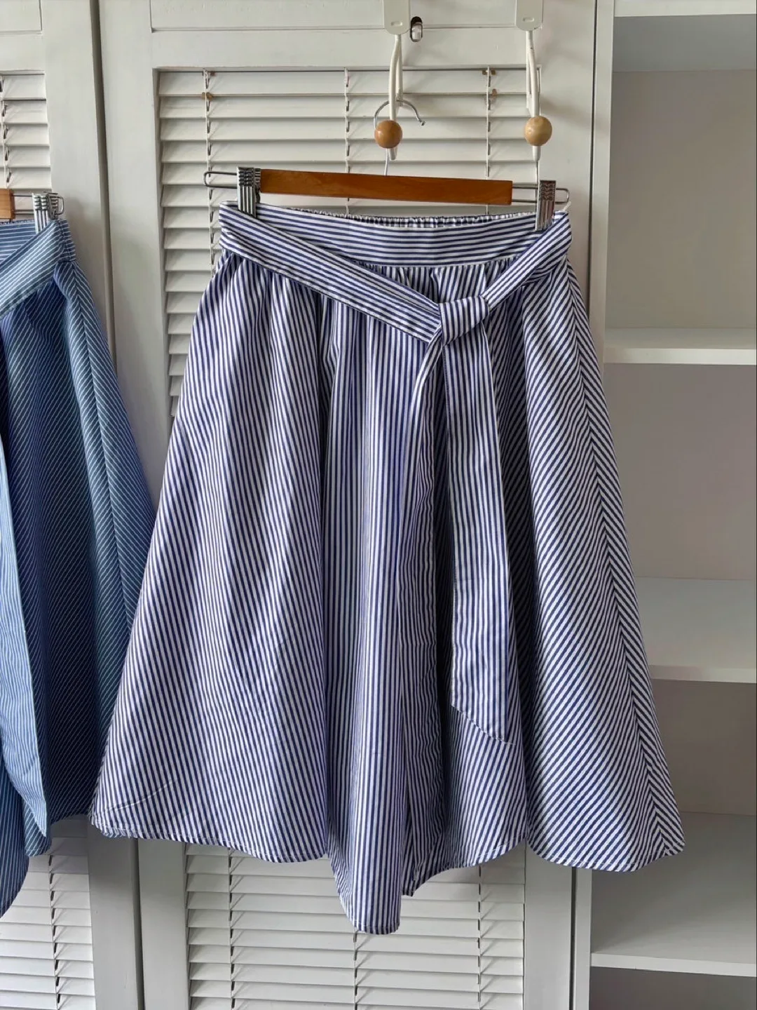Vintage Stripe Midi Skirt with Belt & Lining thumbnail