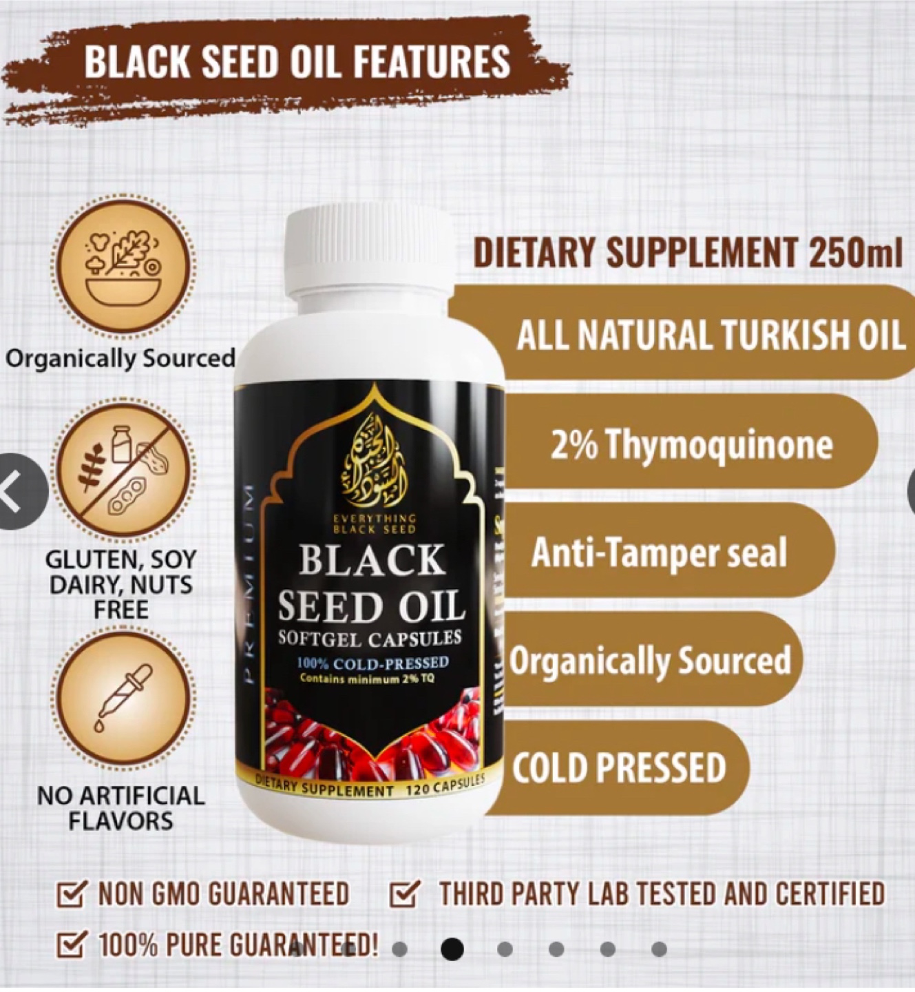 Turkish Black Seed Oil Capsules - 1000mg, 120 Softgels - photo 3