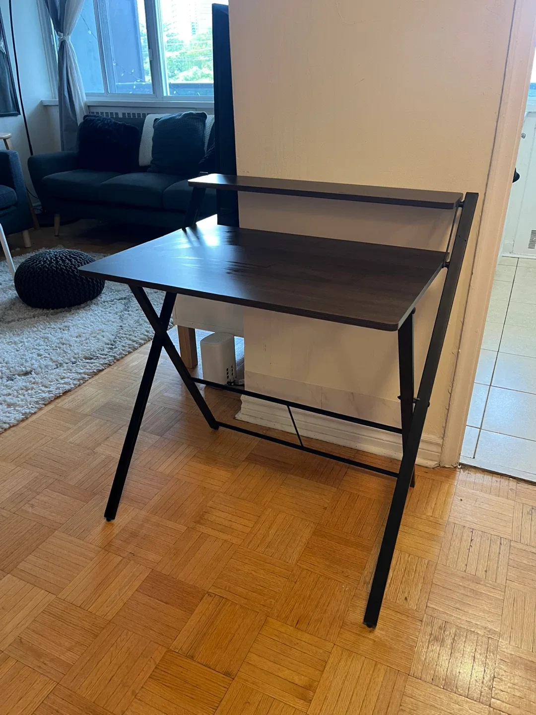 Folding Desk with Shelf - Brown & Black