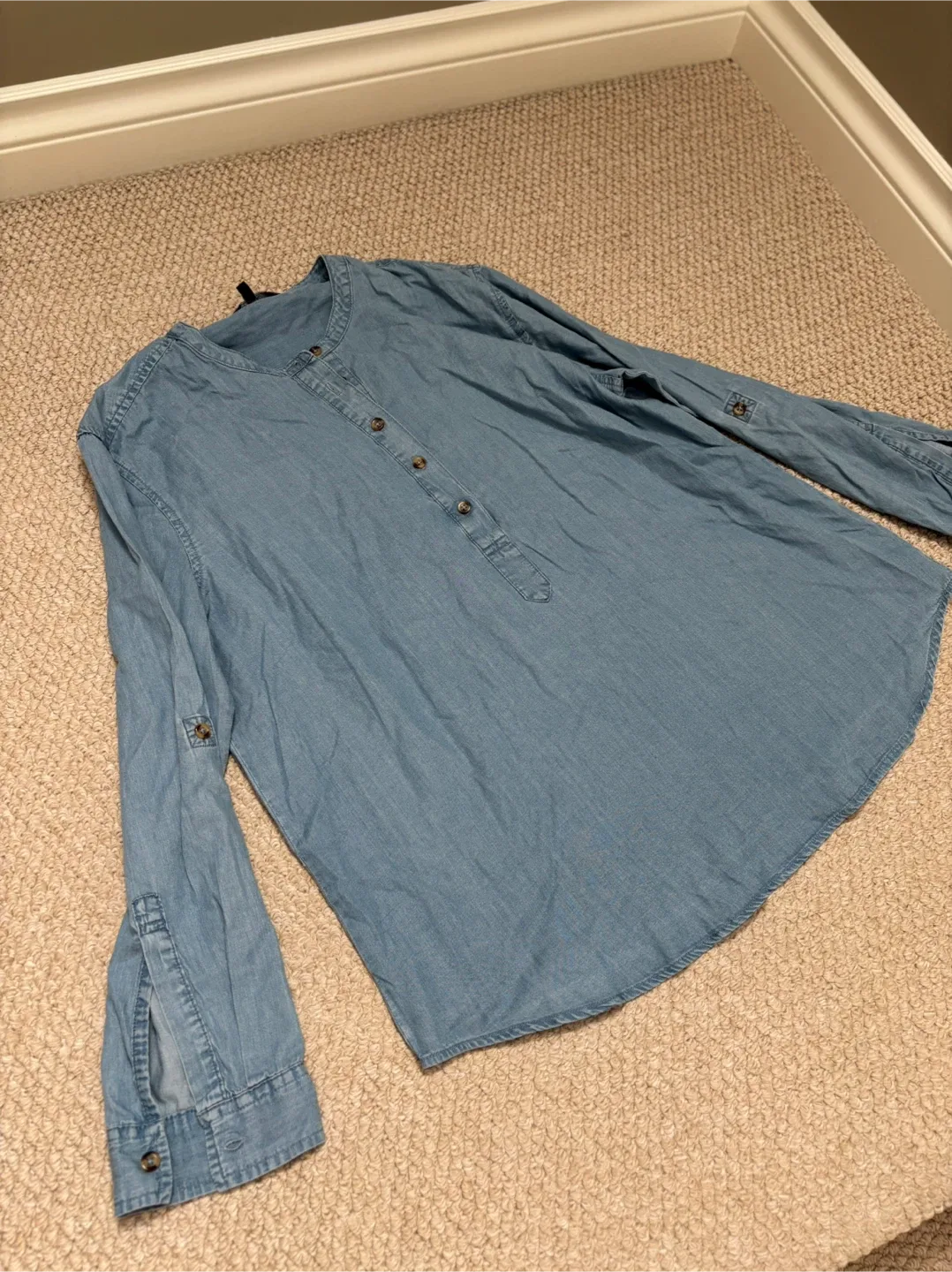 George Blue Long Sleeve Button-Up Shirt - MEDIUM (BRAND NEW) thumbnail