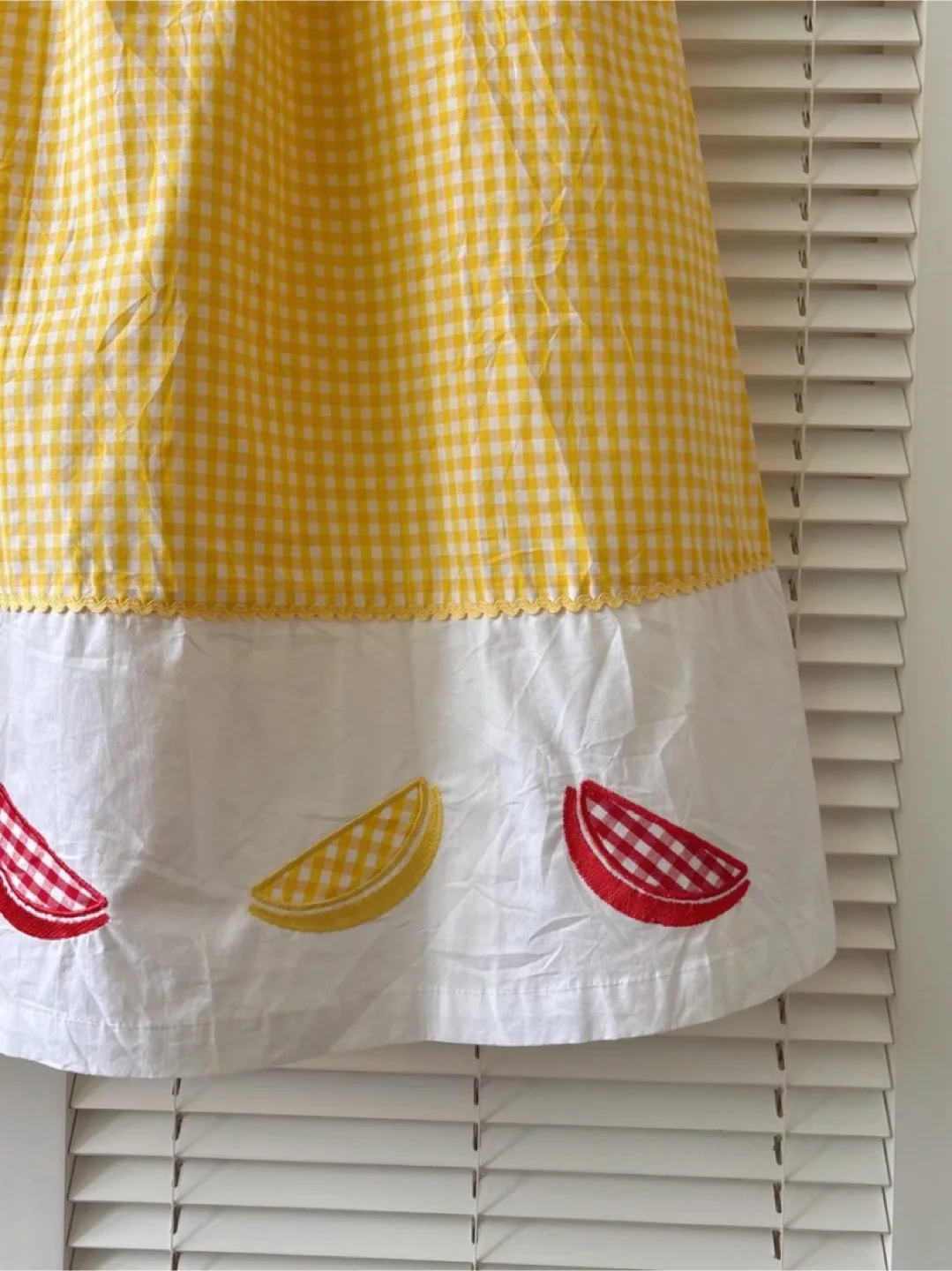 Vintage Gingham Skirt with Piglet Embroidery | image indicator(5)