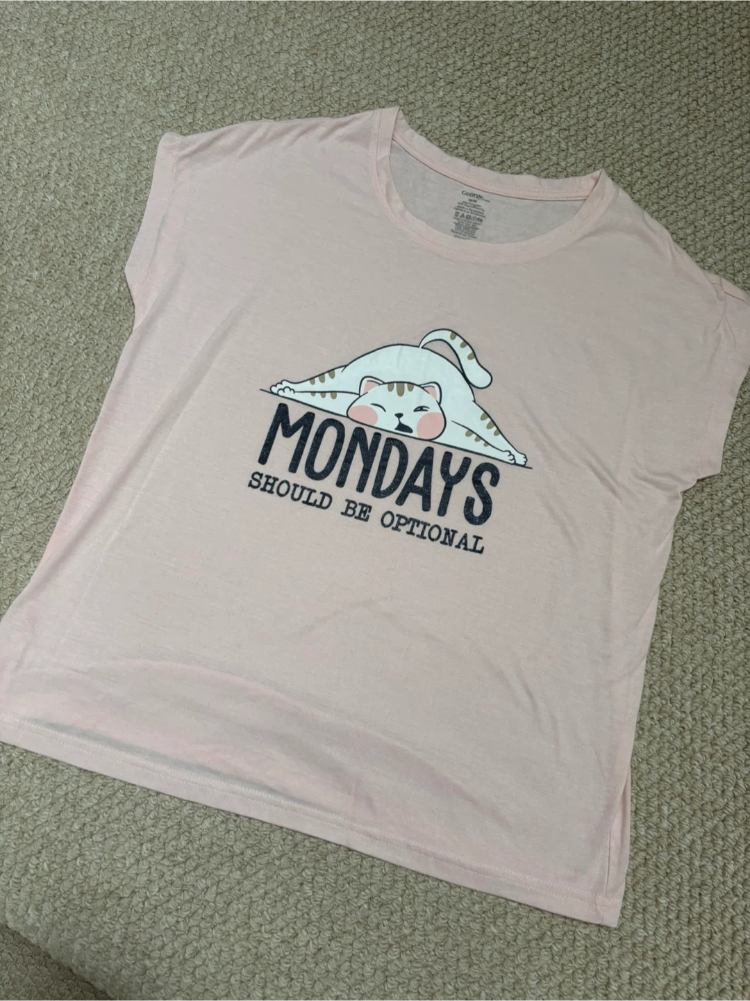 George Women's Pink Cat Graphic Tee - MEDIUM (BRAND NEW)
