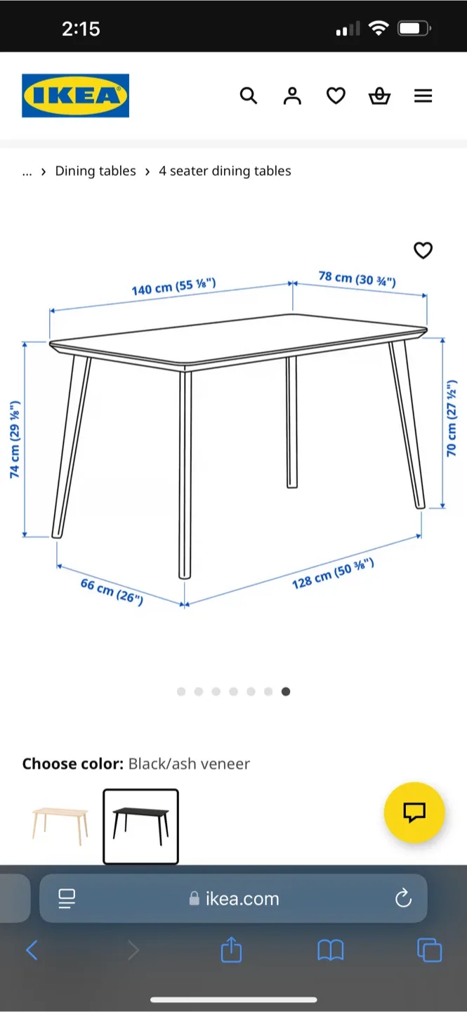 IKEA Lisabo Table - Black/Ash Veneer image indicator(2)