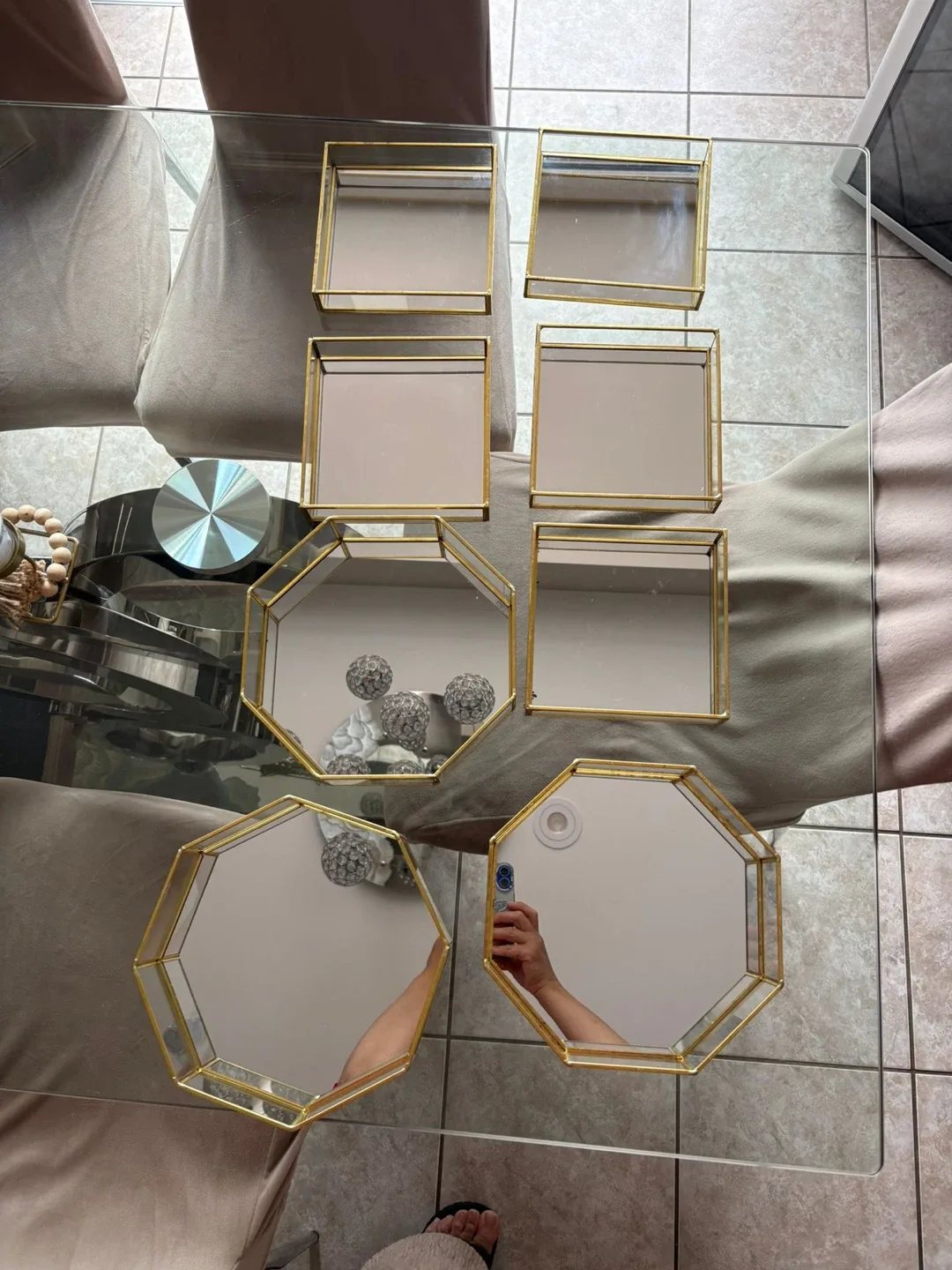 Decorative Gold Trimmed Mirror Trays image indicator(4)