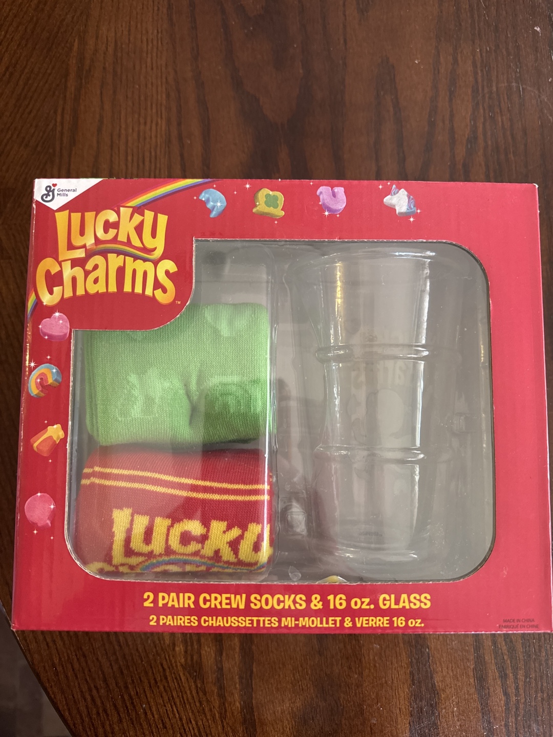 Lucky Charms Socks & Glass Set (New)
