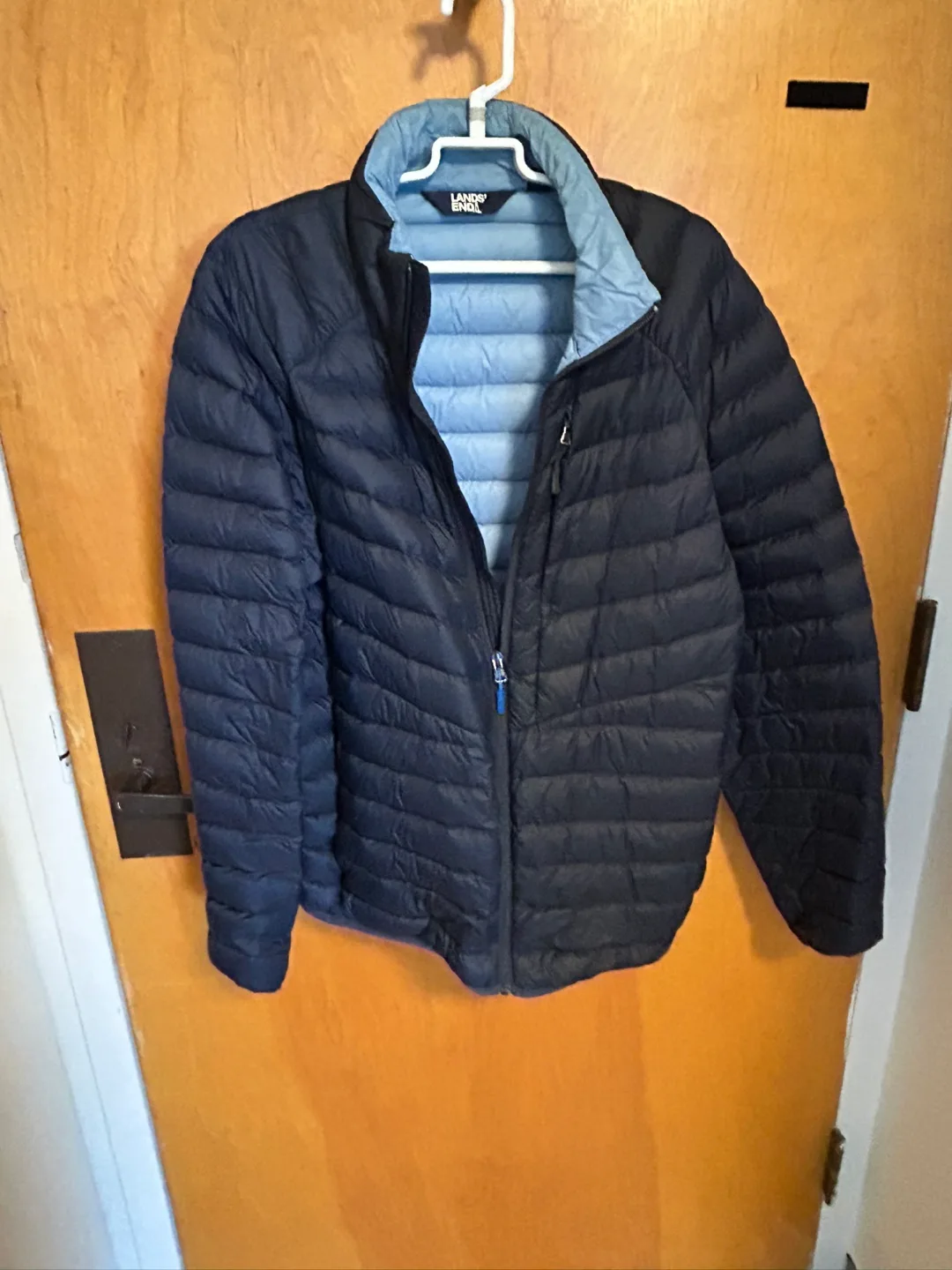 Lands' End Packable Down Jacket - Navy thumbnail