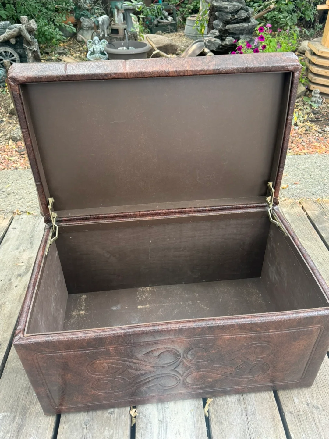 Brown Faux Leather Storage Ottoman image indicator(2)