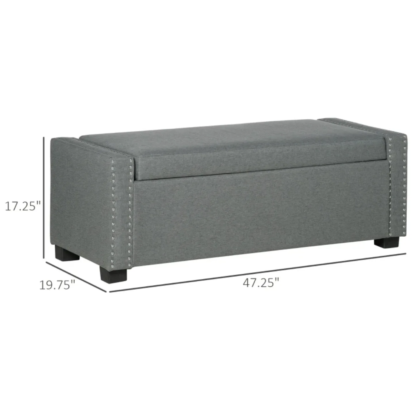 Grey Storage Ottoman Bench 47.25" image indicator(4)