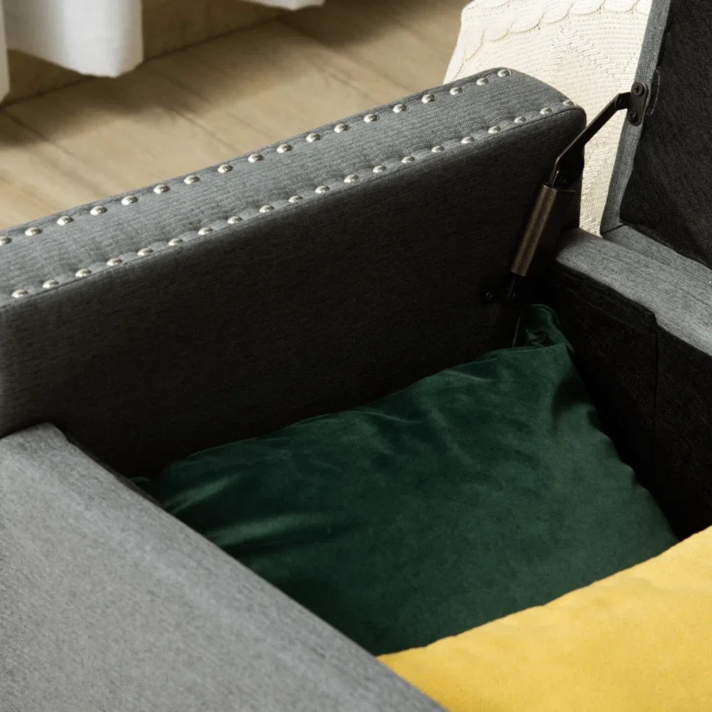 Grey Storage Ottoman Bench 47.25" image indicator(10)