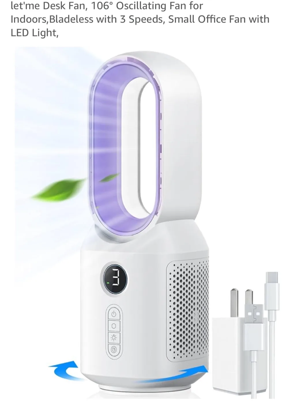 F8 Bladeless Desk Fan - New in Box thumbnail