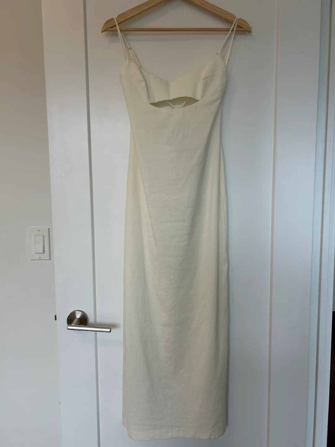 Cream Maxi Dress with Lace-Up Back thumbnail
