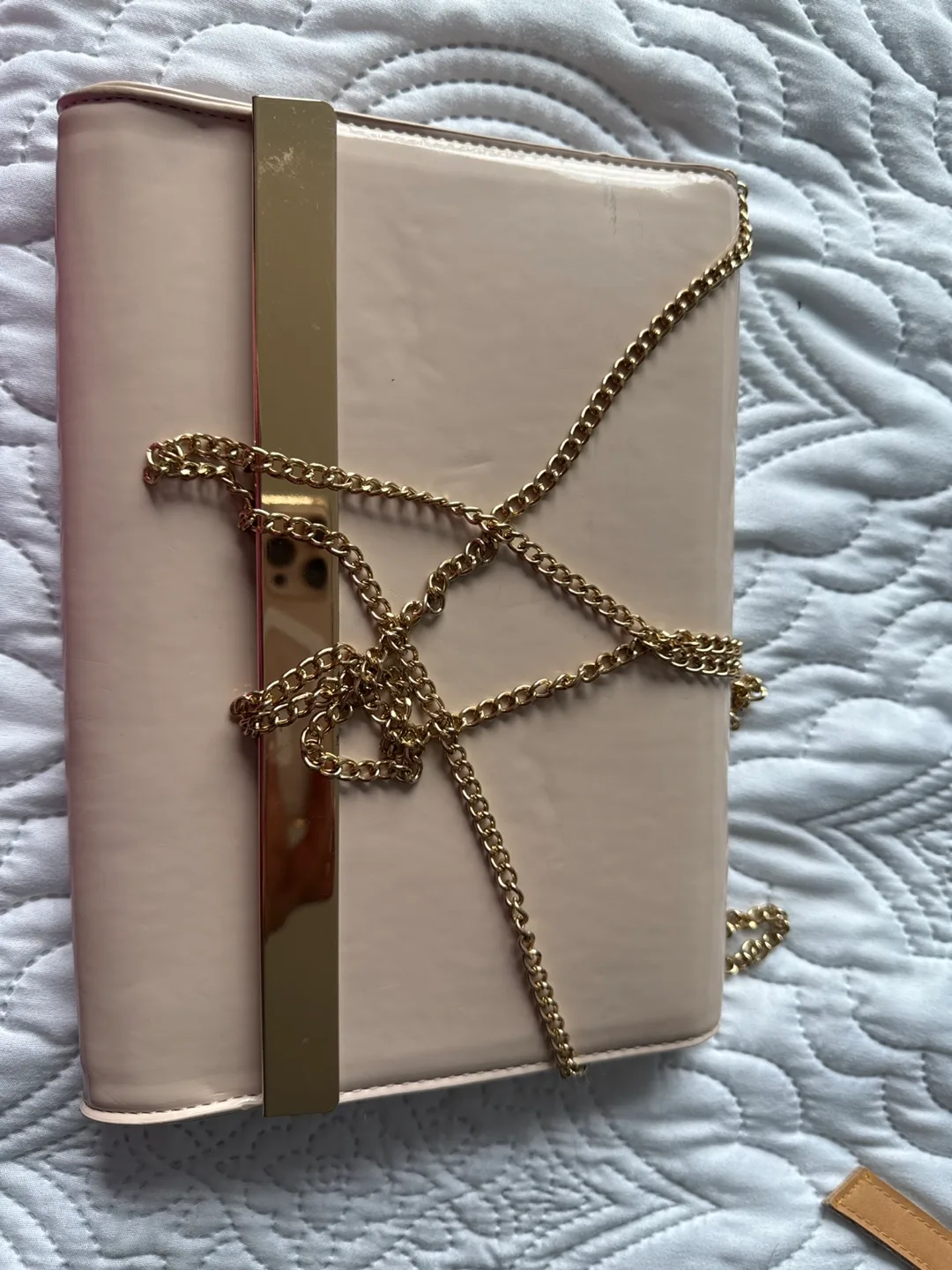 Beige Clutch with Gold Chain thumbnail