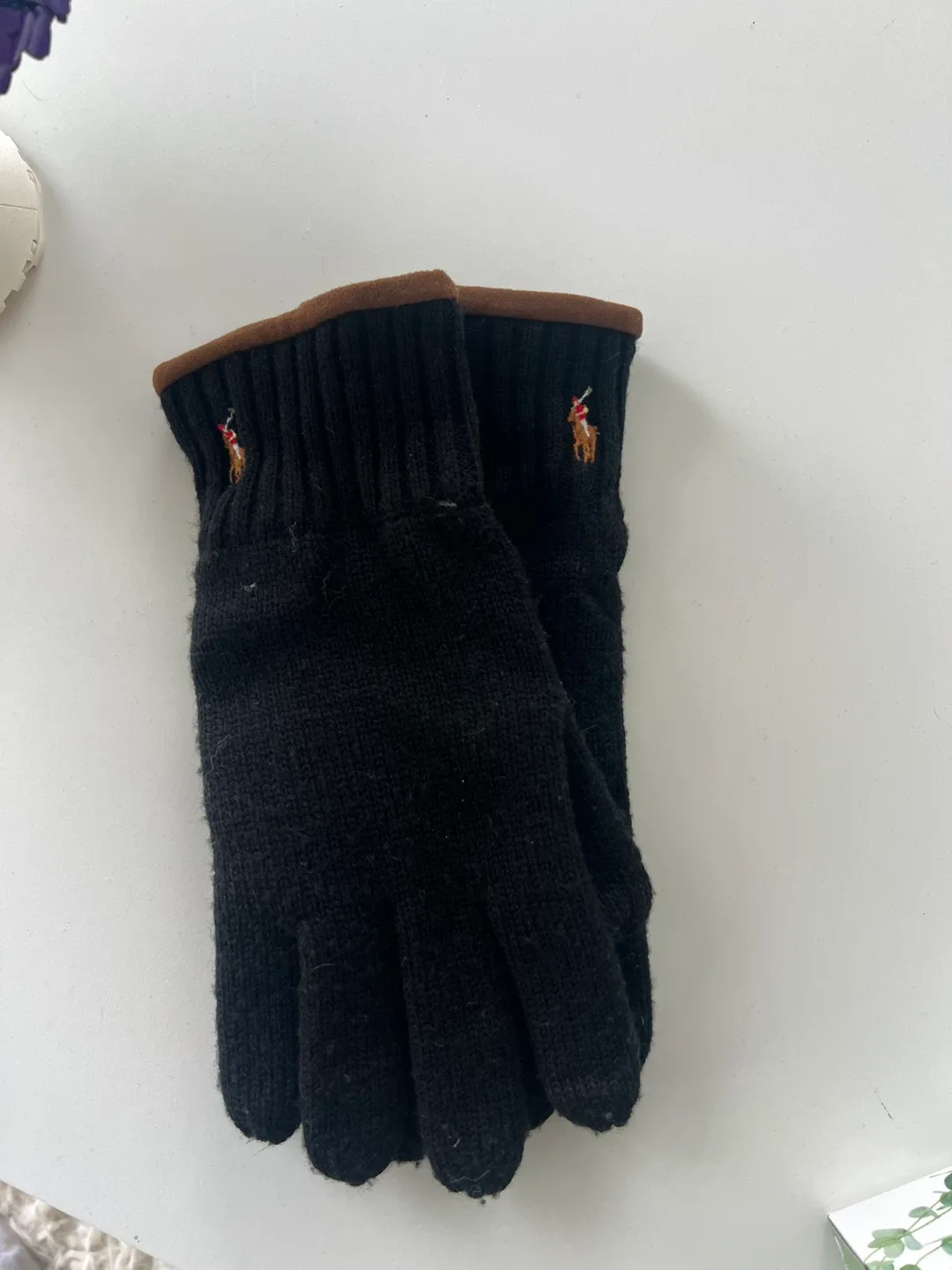 Ralph Lauren Black Knit Gloves thumbnail