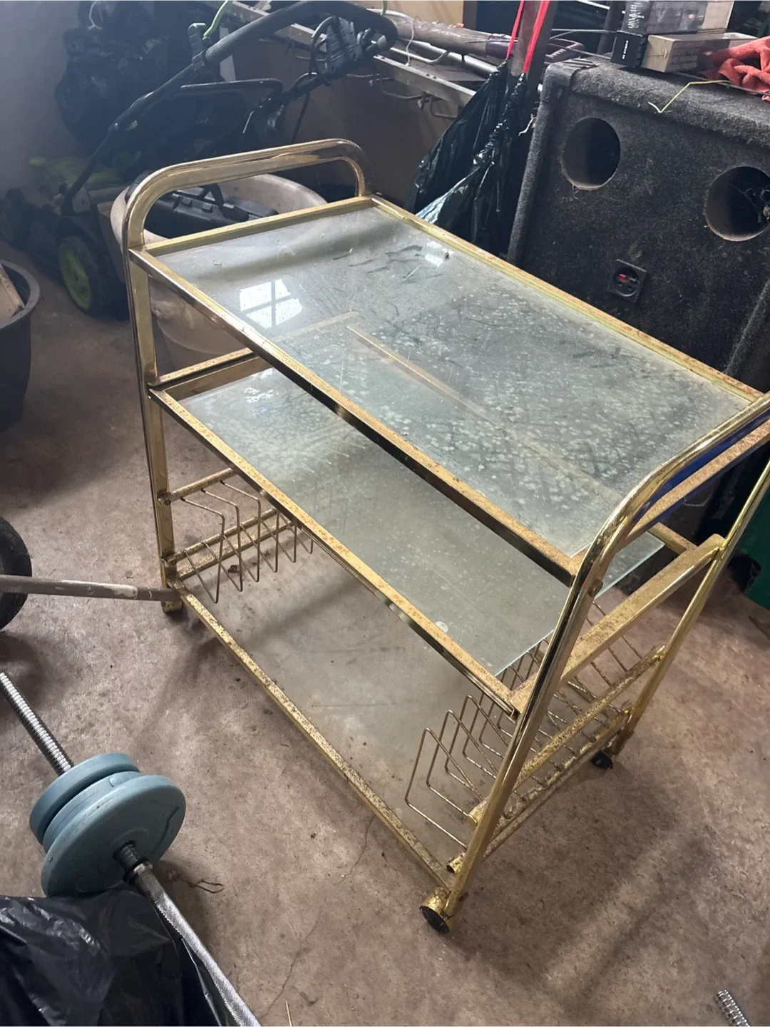 Brass Metal & Glass Serving Cart image indicator(2)