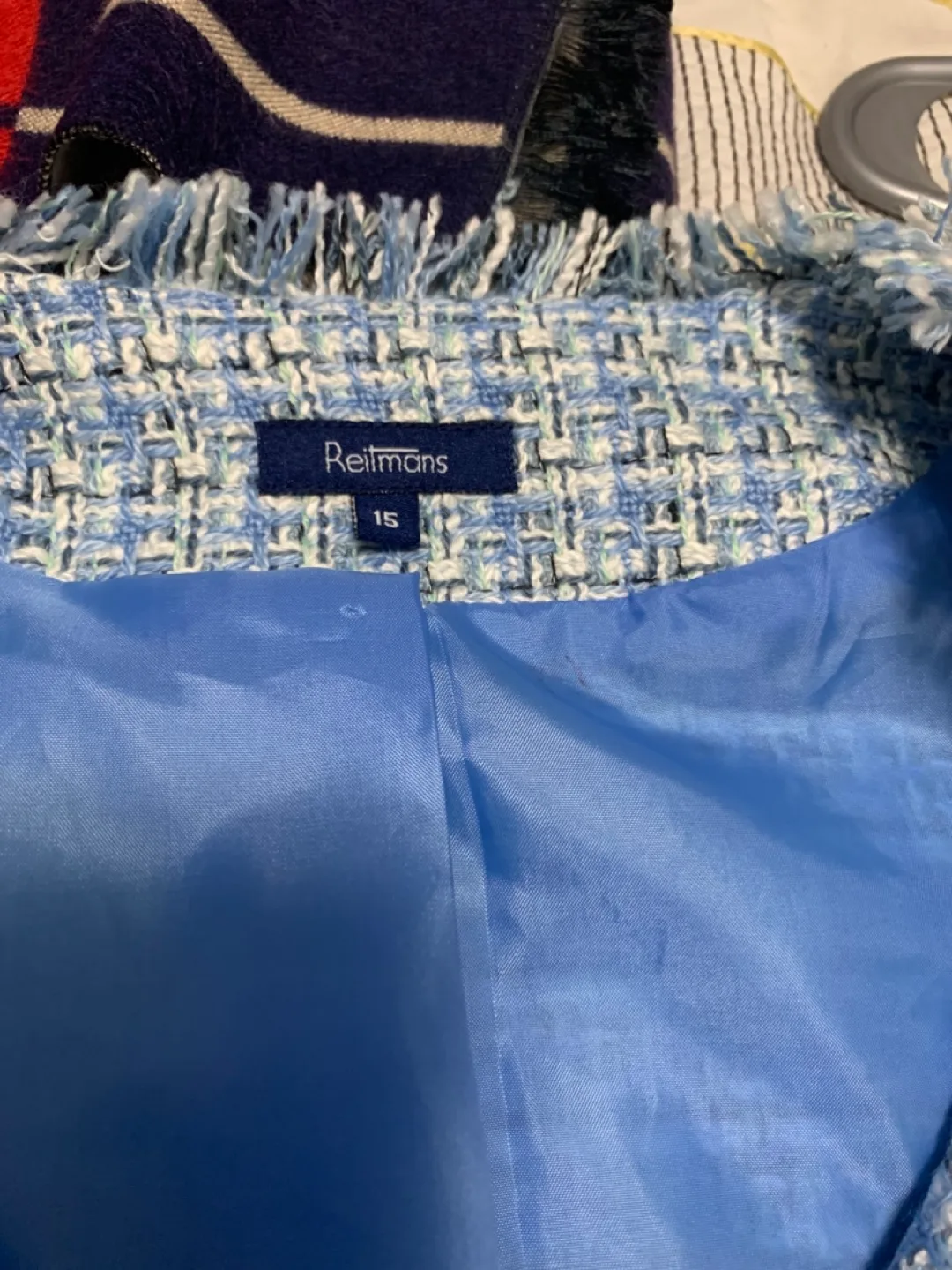 Reitmans Blue Tweed Jacket - Size 15 image indicator(2)