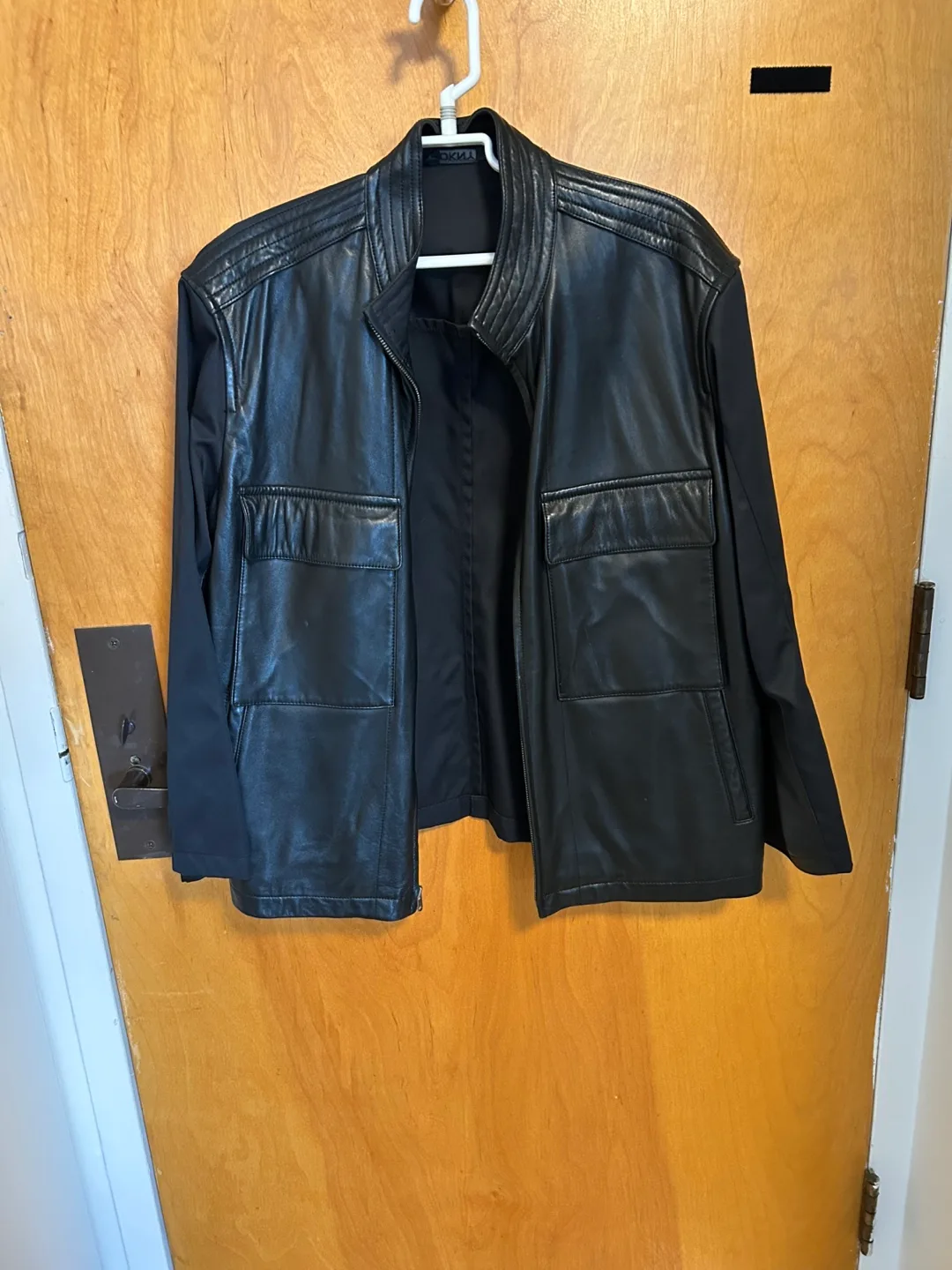 DKNY Black Leather And Fabric XL Jacket thumbnail