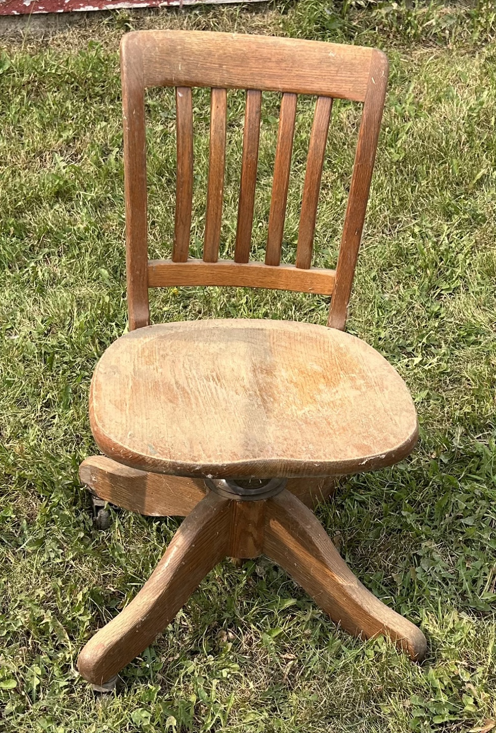 Vintage Wooden Swivel Desk Chair