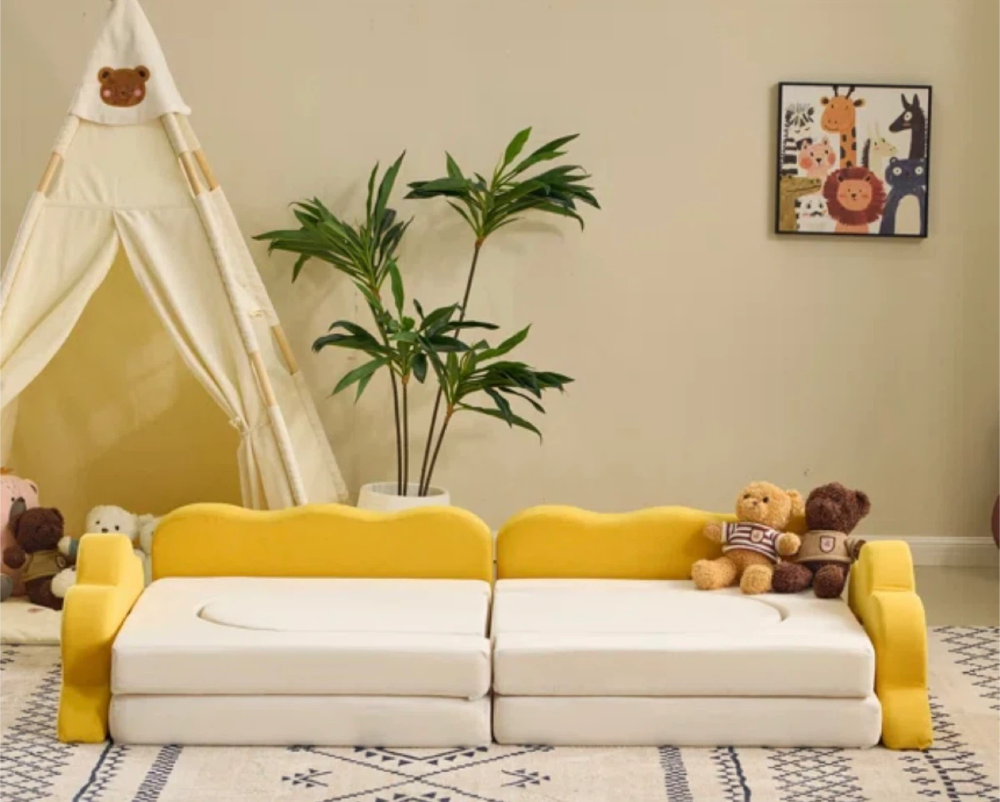 Kids Couch/Convertible Play Sofa - Yellow - photo 5