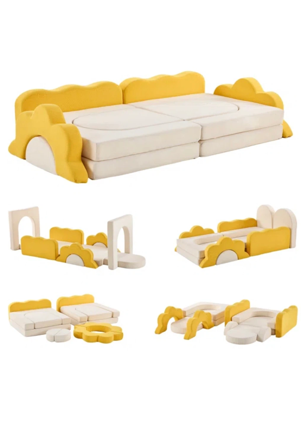 Kids Couch/Convertible Play Sofa - Yellow