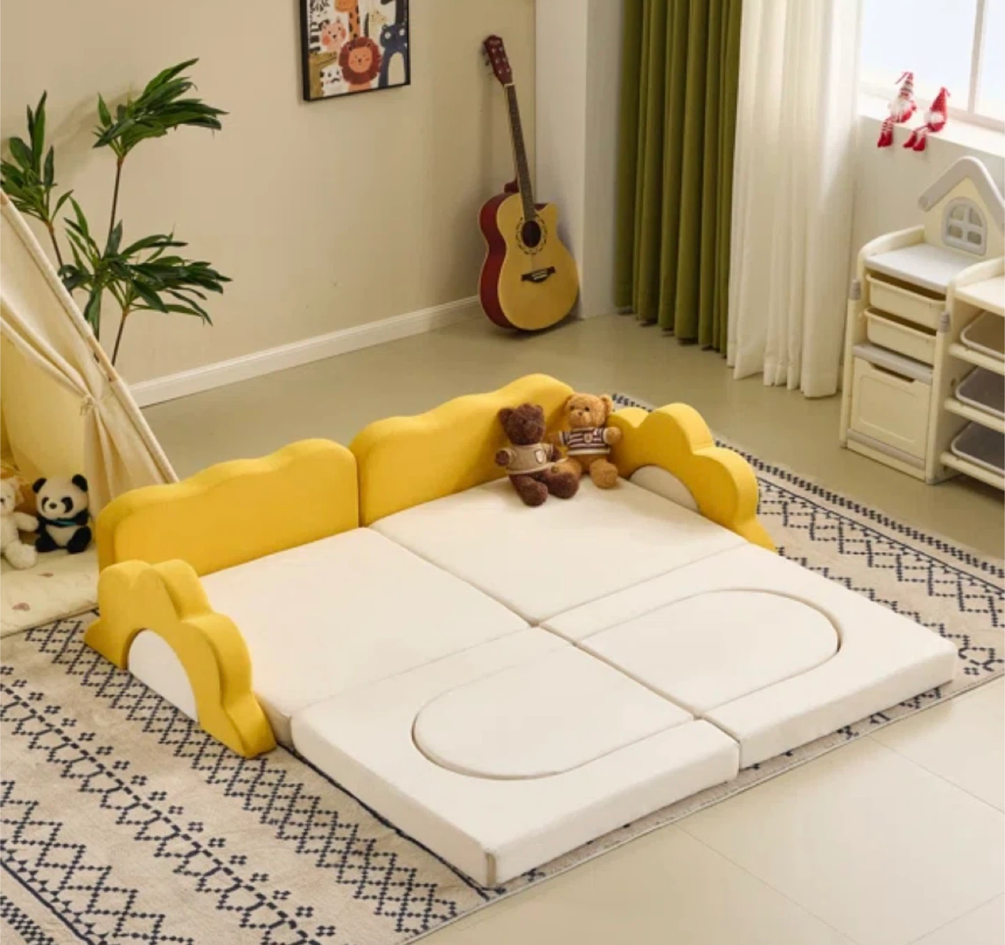 Kids Couch/Convertible Play Sofa - Yellow - photo 2