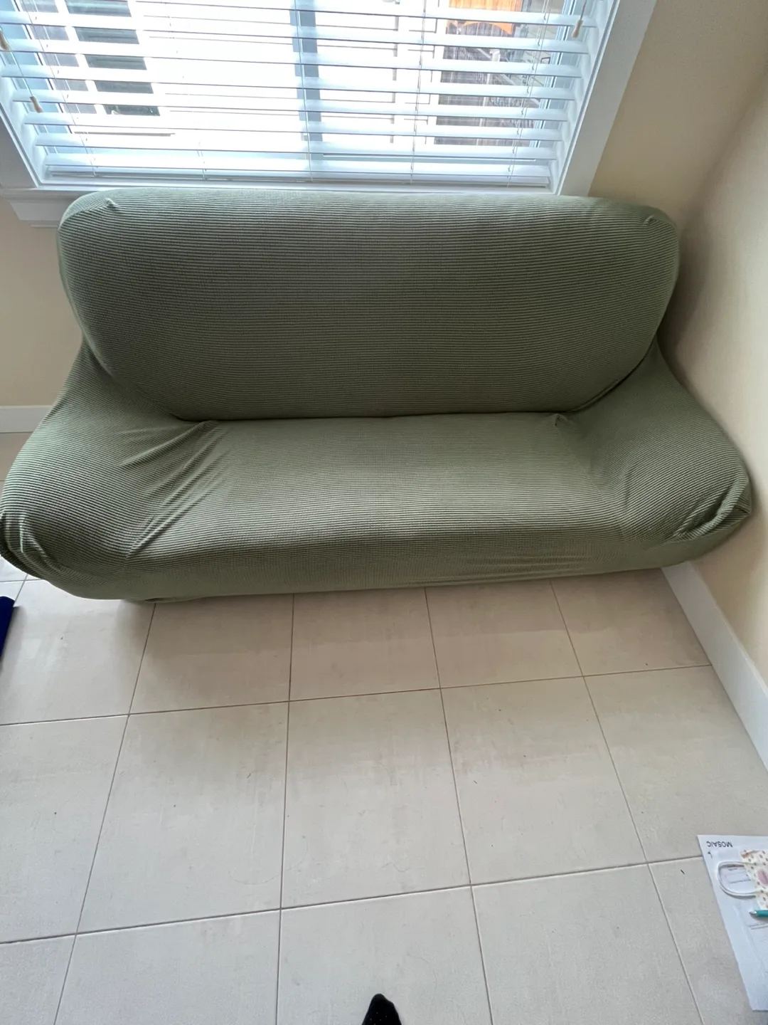 FREE. Used Two-Tone Leather Loveseat with Cover thumbnail