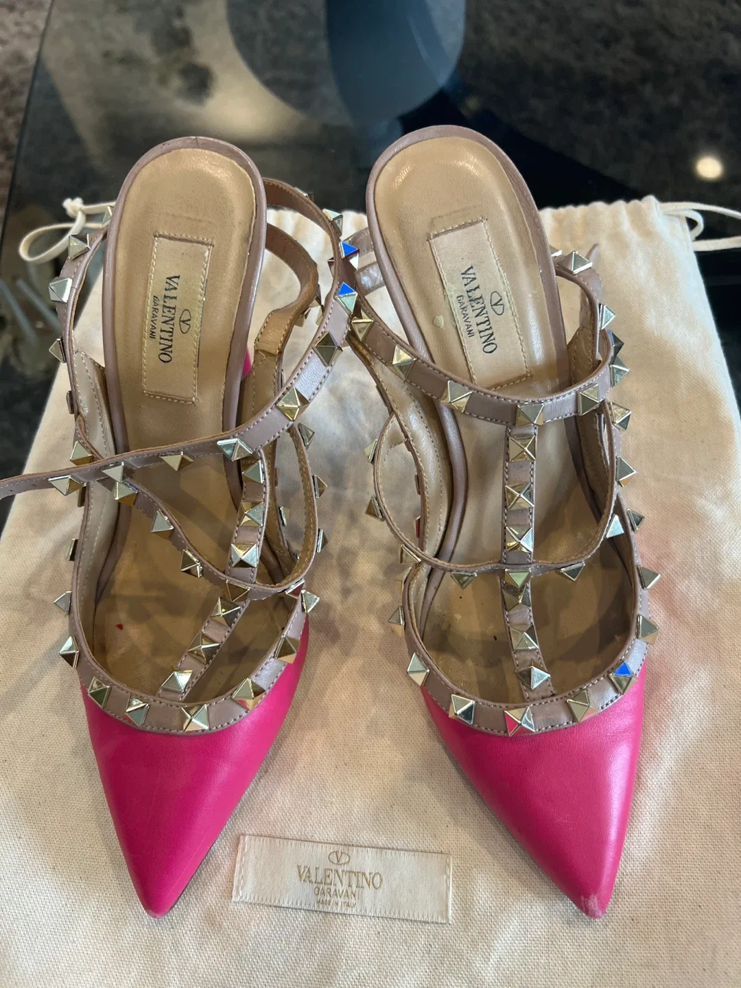 Valentino Garavani Pink Rockstud Heels, Size 36 thumbnail