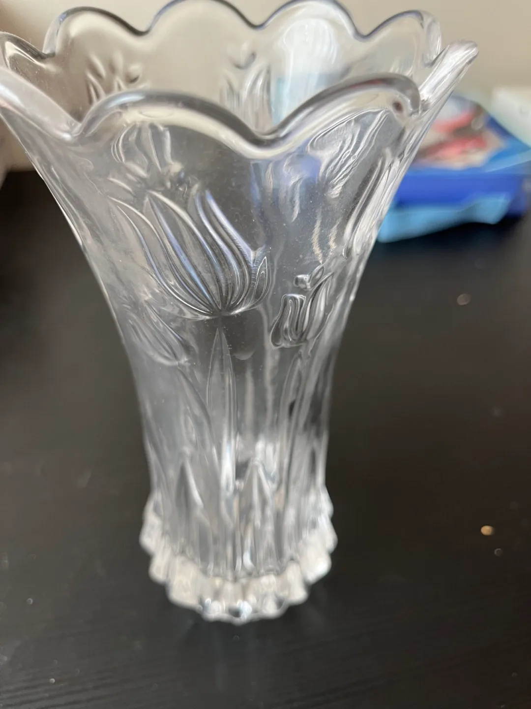 Clear Glass Vase with Floral Design thumbnail