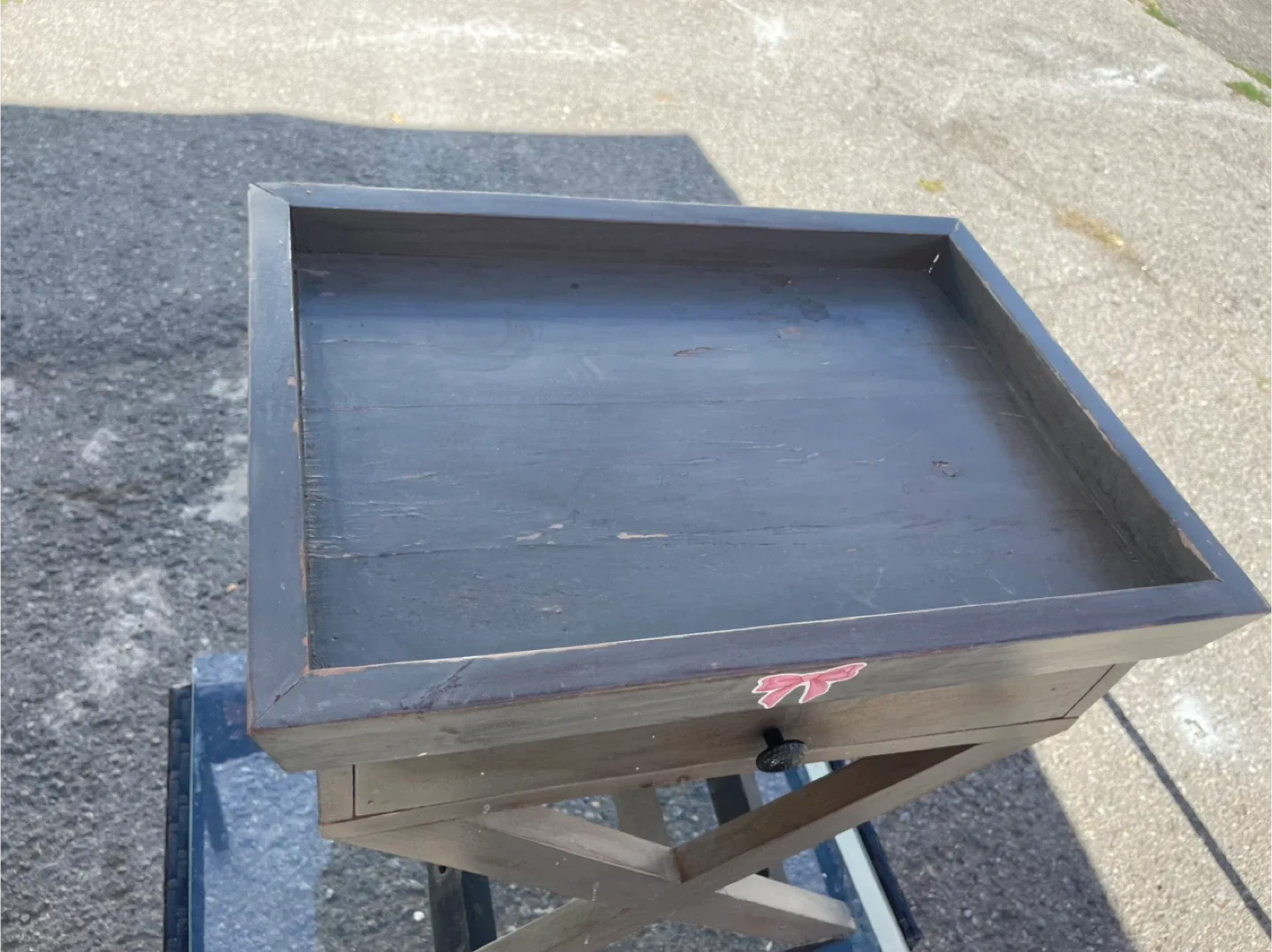 Grey Wooden Side Table with Drawer image indicator(2)