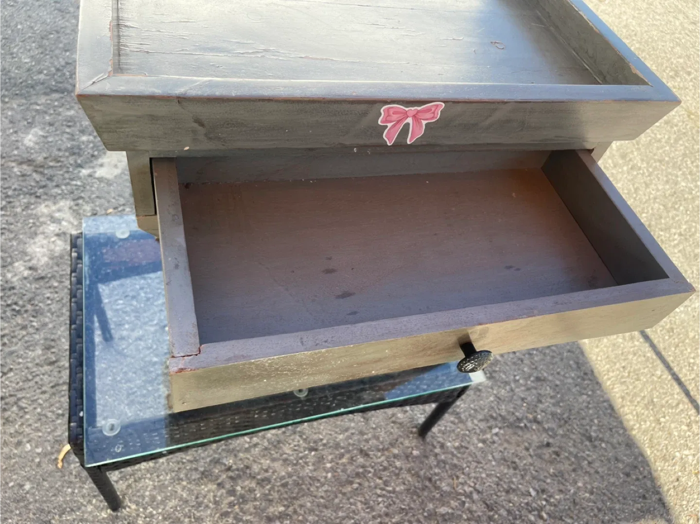 Grey Wooden Side Table with Drawer image indicator(3)