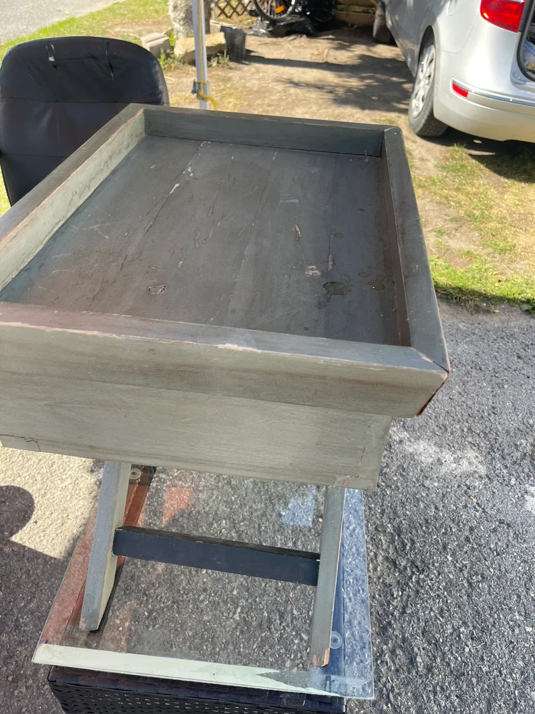 Grey Wooden Side Table with Drawer image indicator(7)