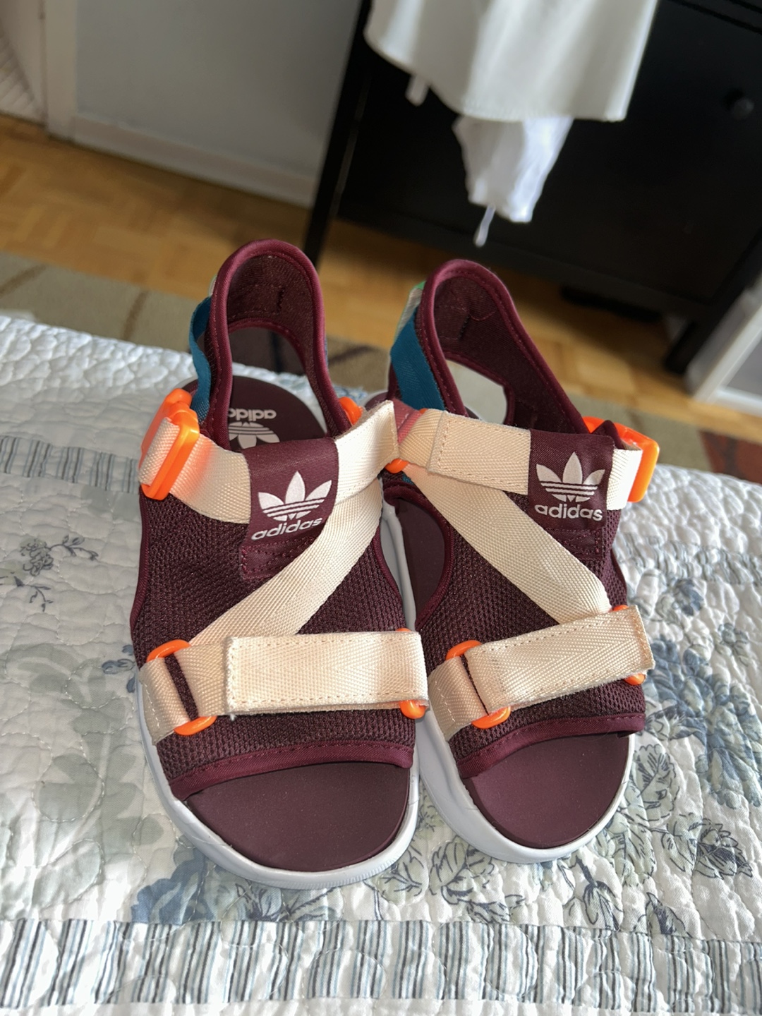 Adidas Adilette Burgundy Sandals. Brand new