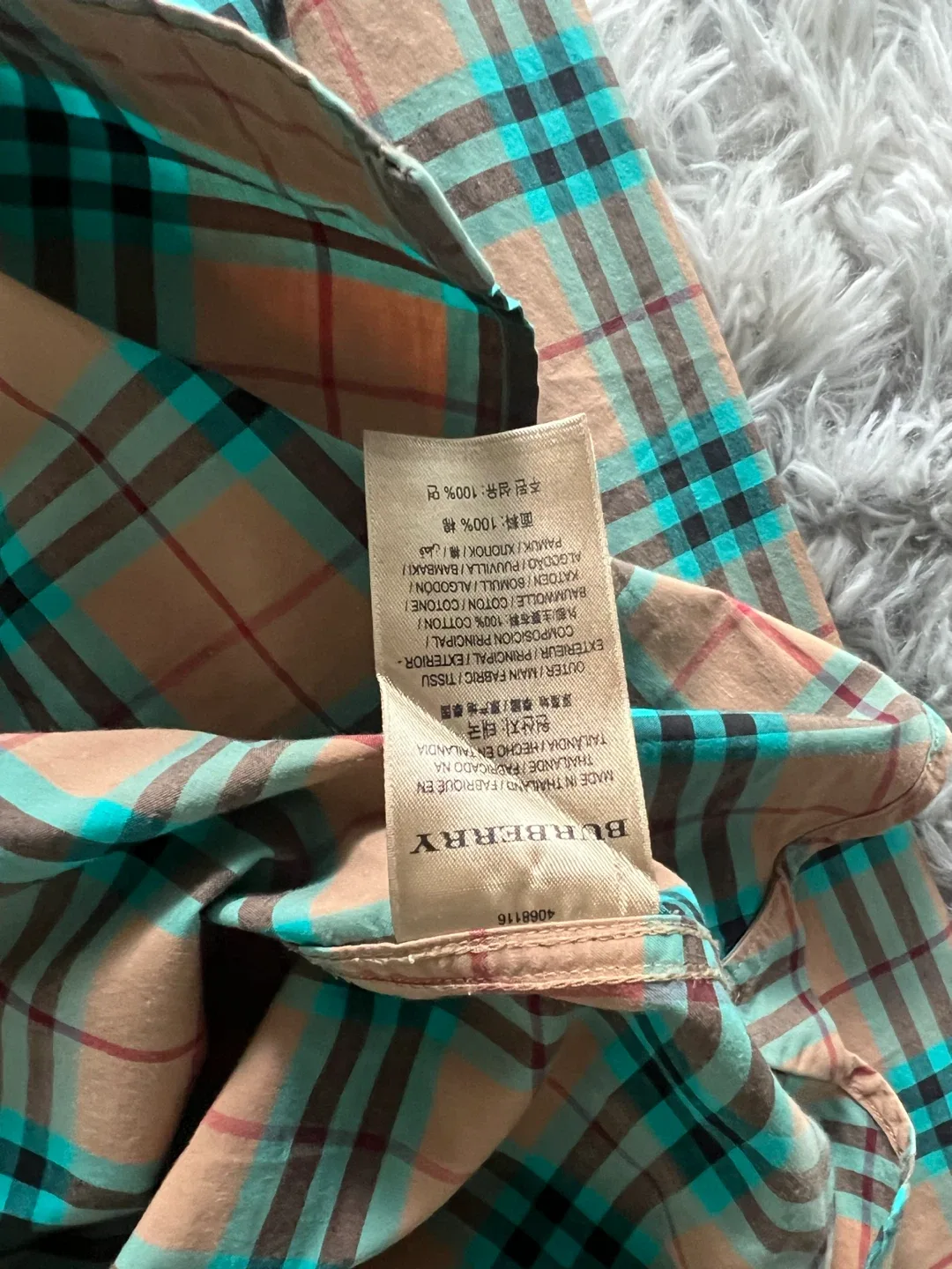 Burberry Plaid Button-Up Shirt - Size L image indicator(4)