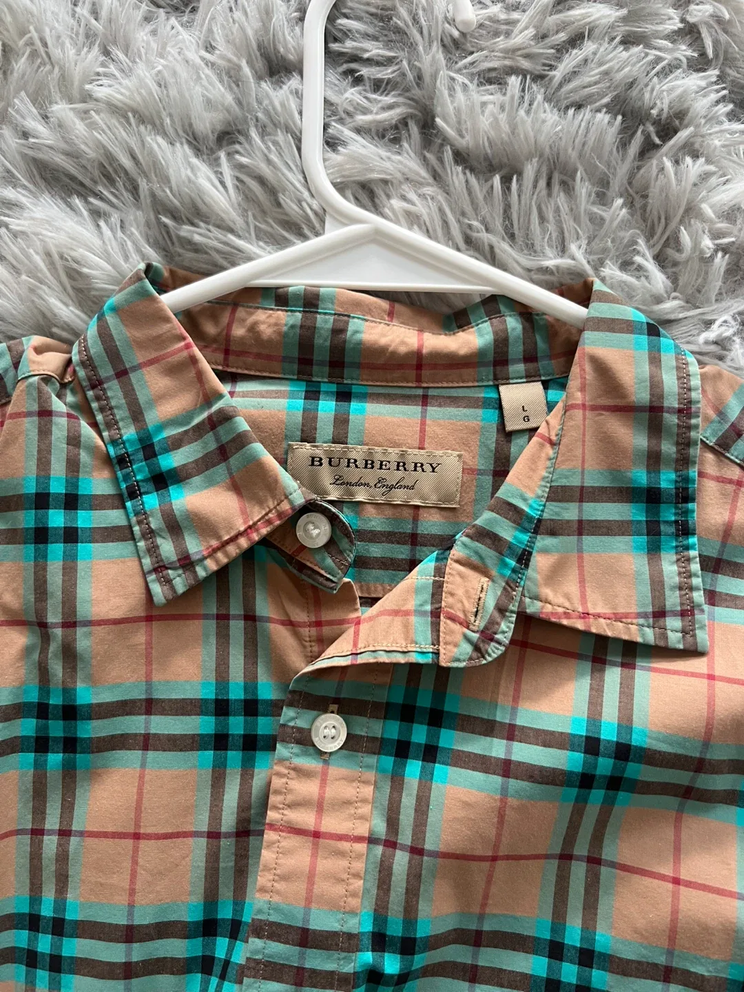 Burberry Plaid Button-Up Shirt - Size L image indicator(3)