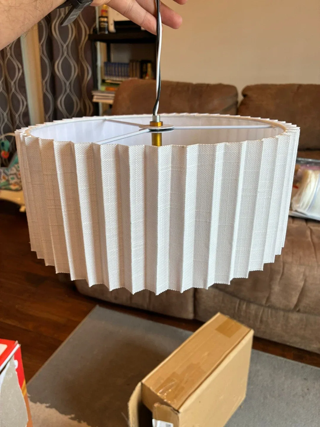 White Pleated Fabric Drum ceiling Lamp Shade thumbnail