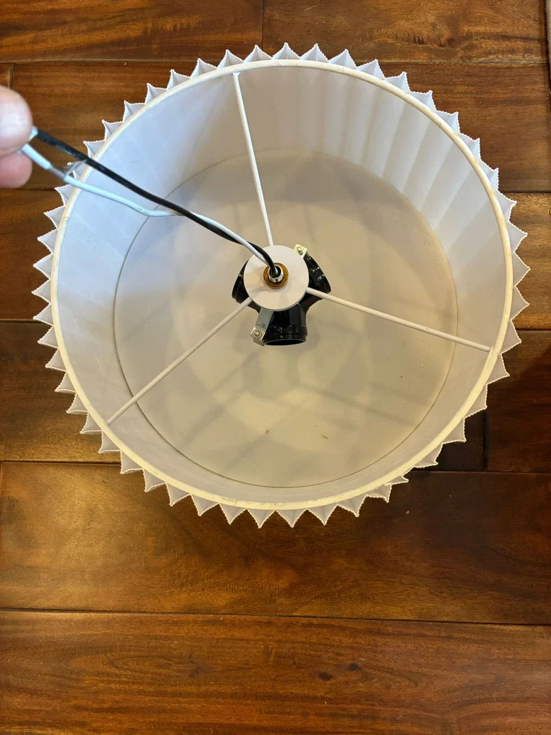 White Pleated Fabric Drum ceiling Lamp Shade image indicator(2)