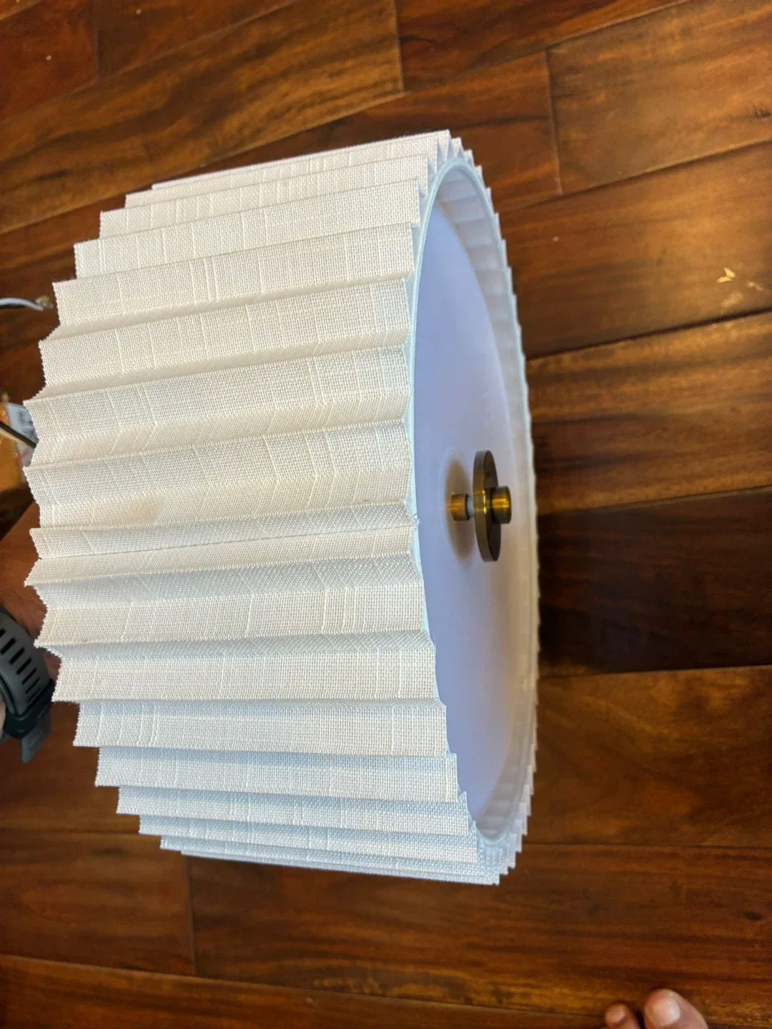 White Pleated Fabric Drum ceiling Lamp Shade image indicator(3)