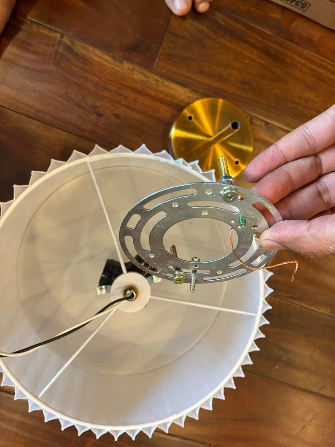 White Pleated Fabric Drum ceiling Lamp Shade image indicator(4)