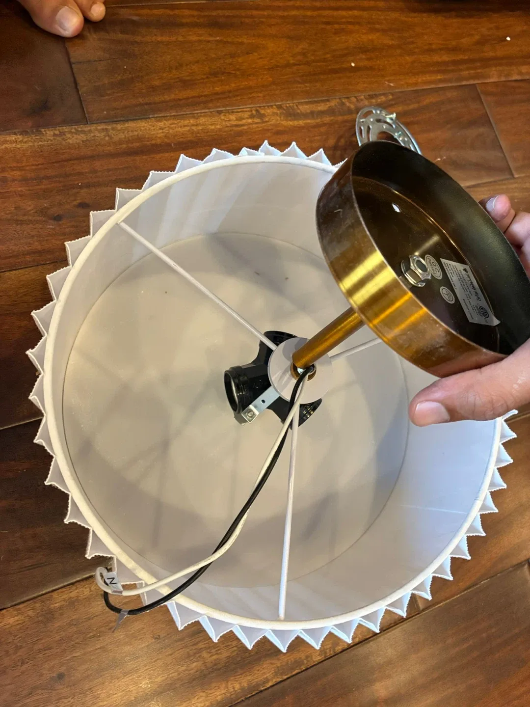 White Pleated Fabric Drum ceiling Lamp Shade image indicator(5)