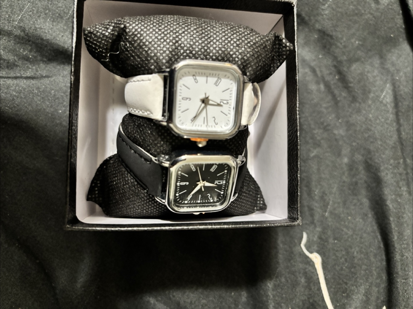 Two Square Face Watches - Black and White - photo 2