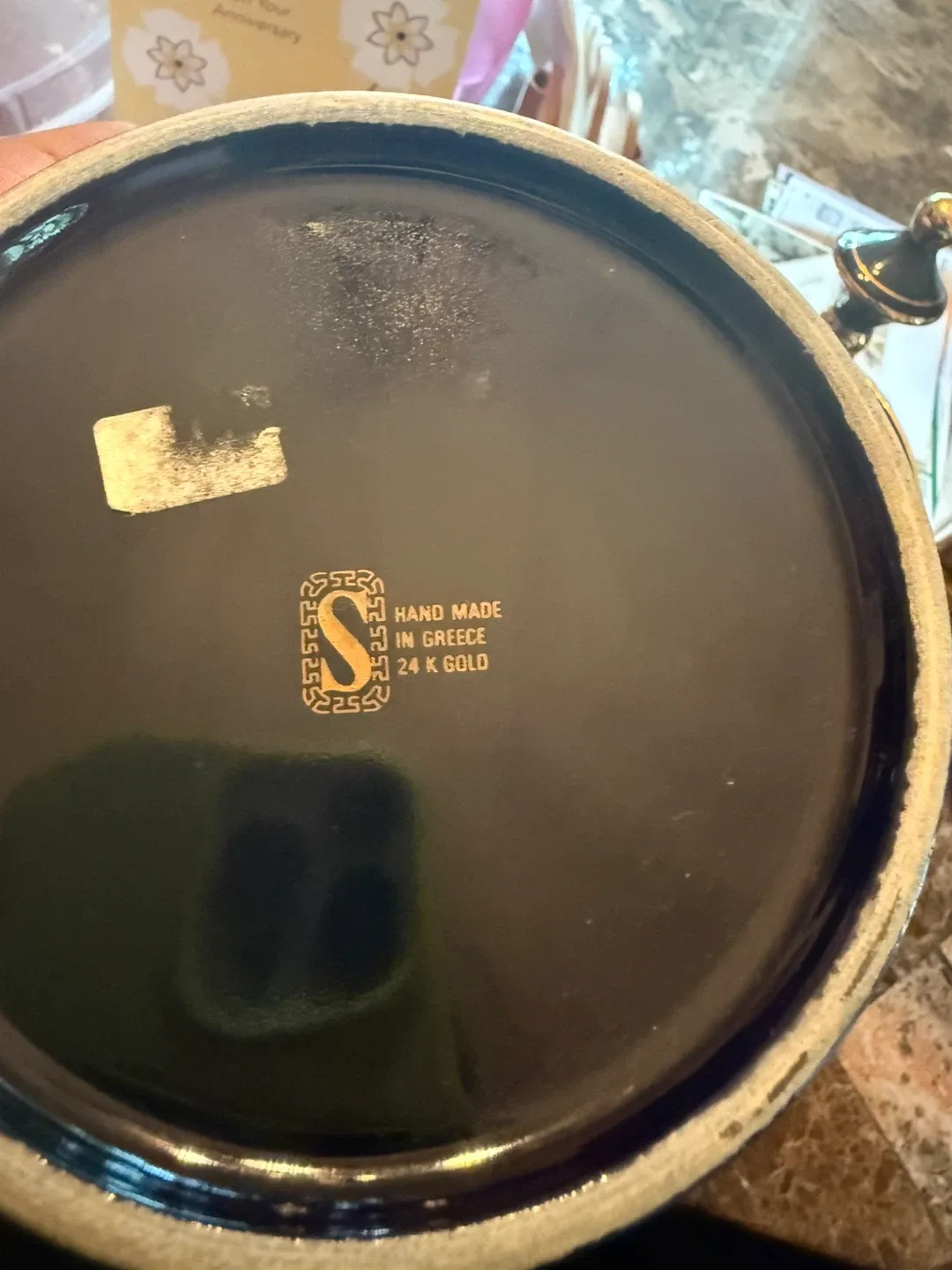 Hand Made in Greece 24K Gold Vase & Ashtrays image indicator(2)