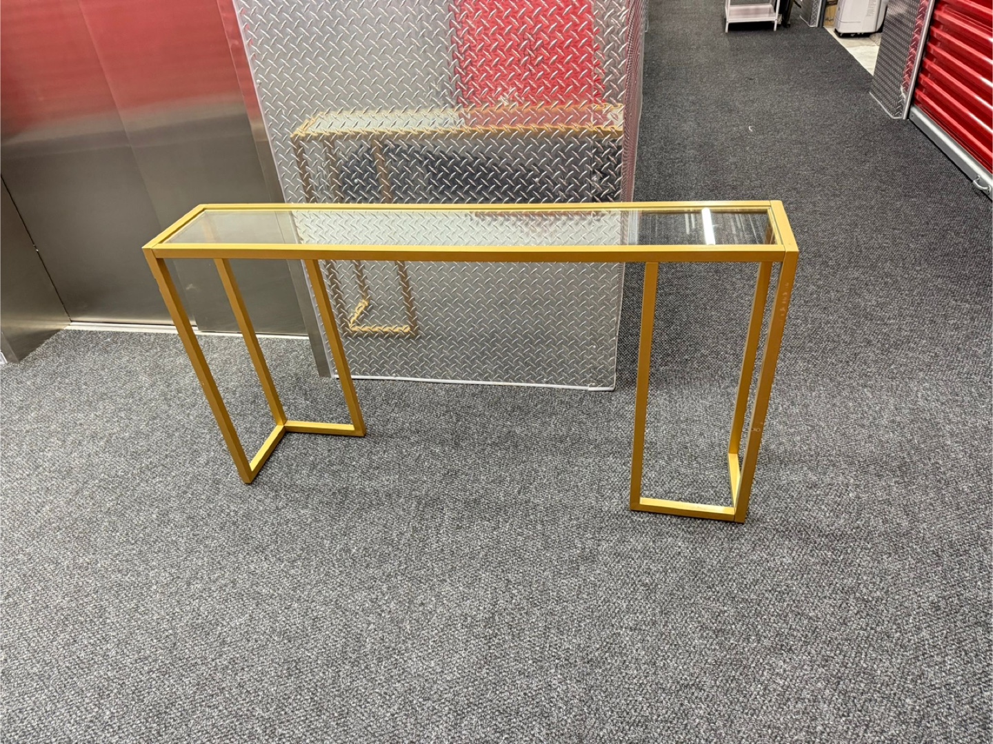 Gold Console Table with Glass Top