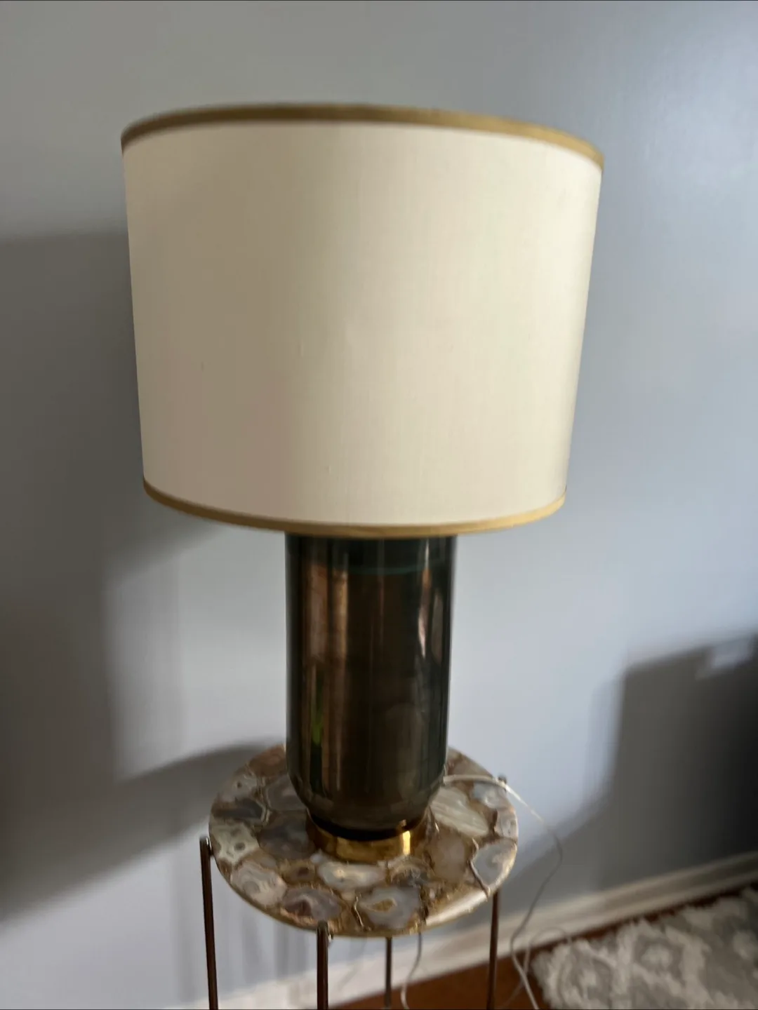 Table Lamp with  glass base and White Shade thumbnail