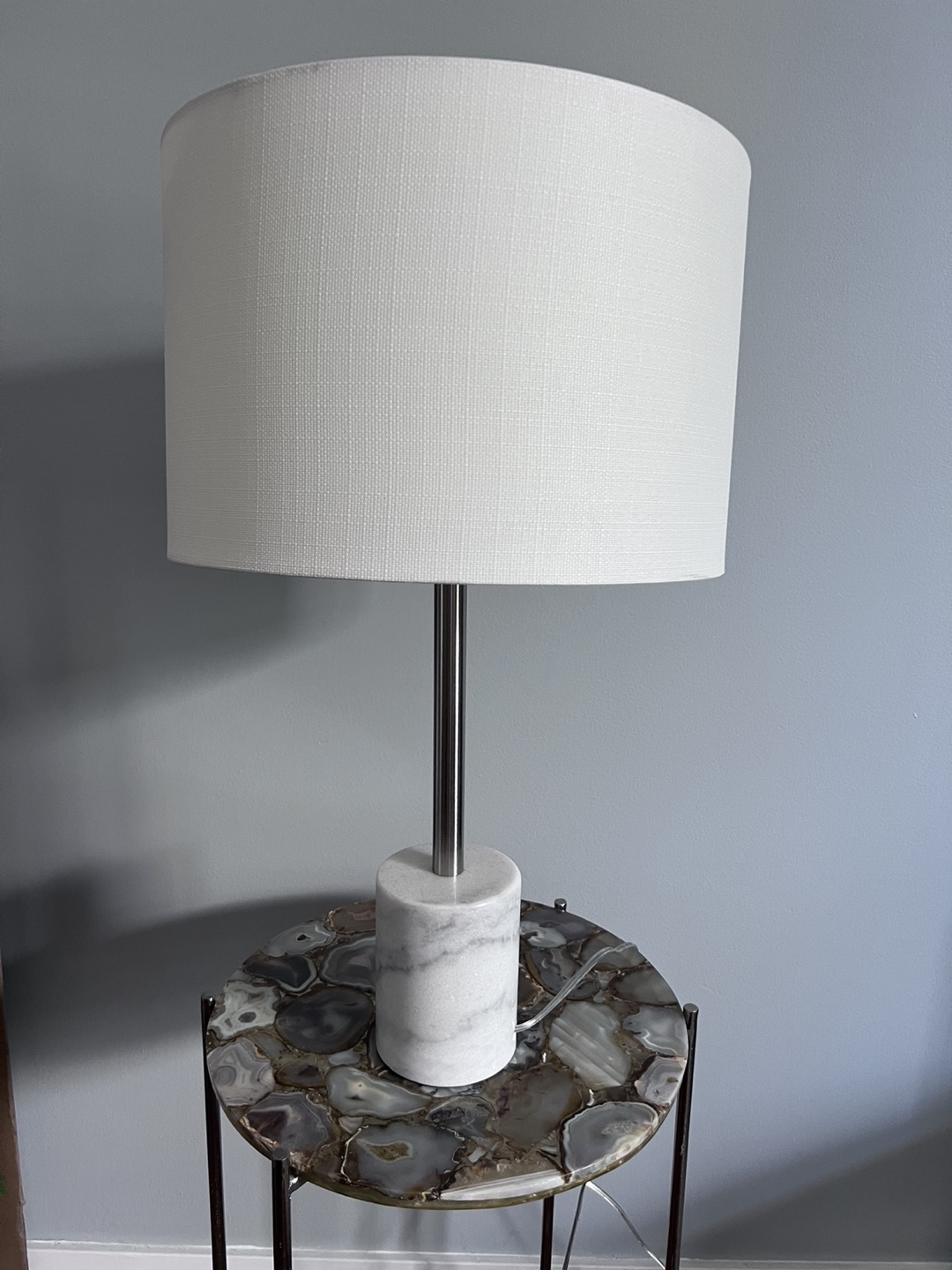 Table Lamp with White Shade and marble base