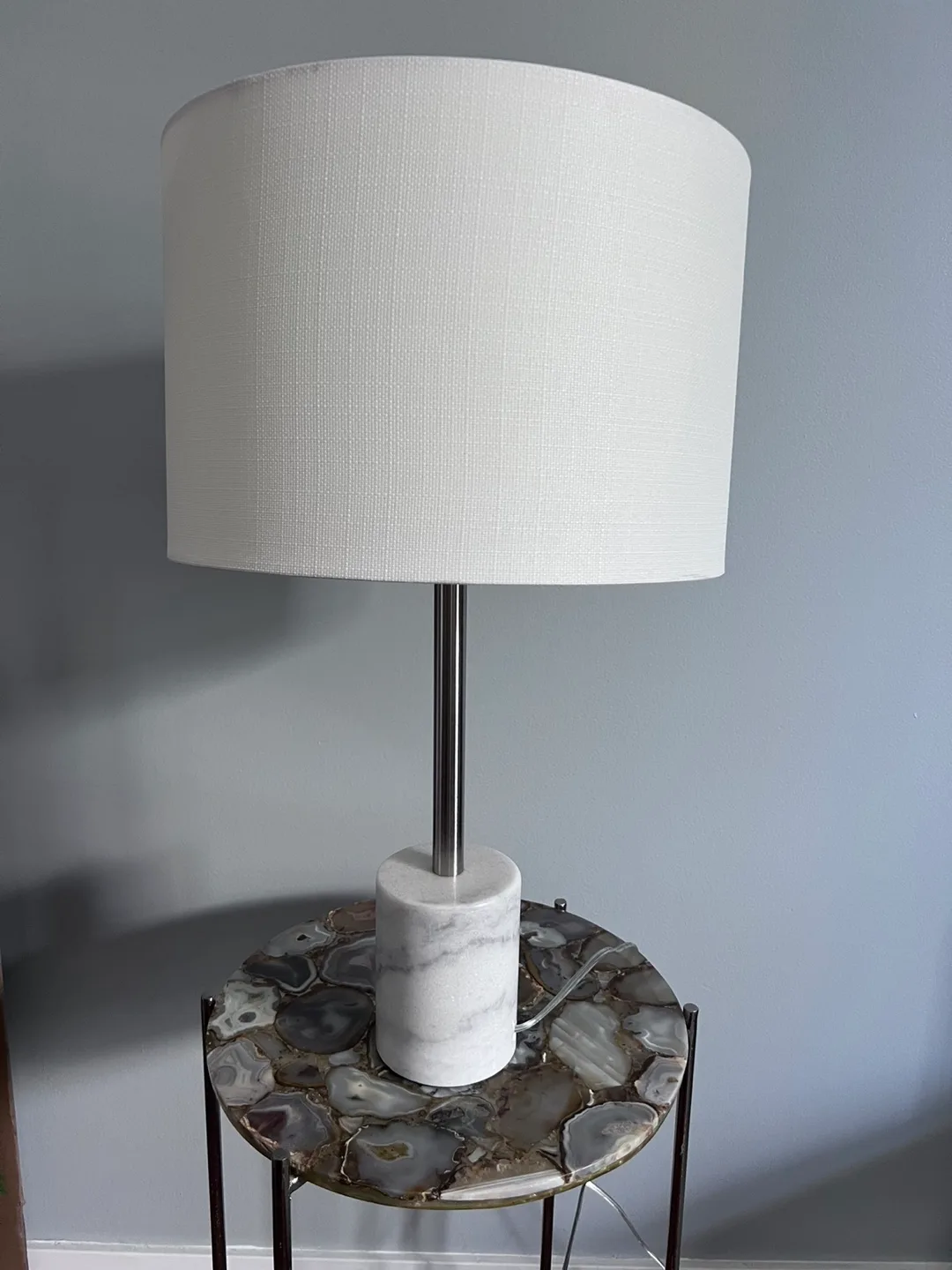Table Lamp with White Shade and marble base thumbnail