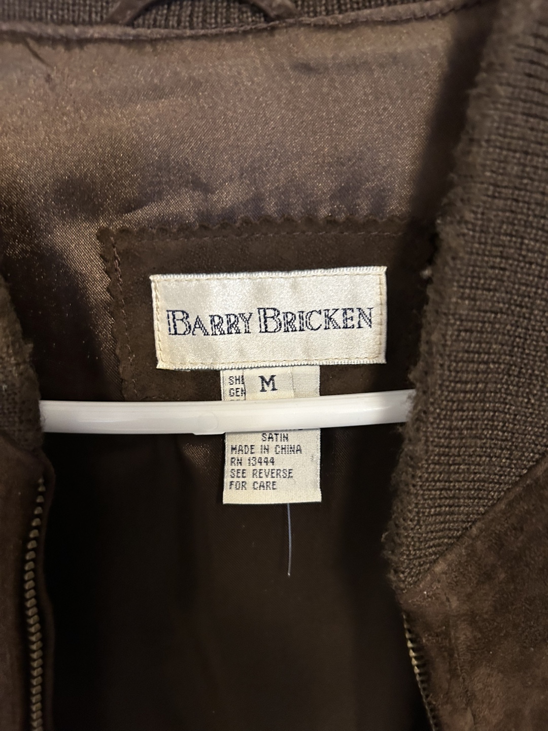 Barry Bricken Suede Leather Brown Bomber Jacket - Size M - photo 3