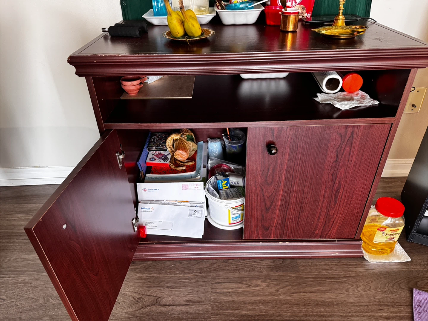 Wooden TV Stand - Maroon
