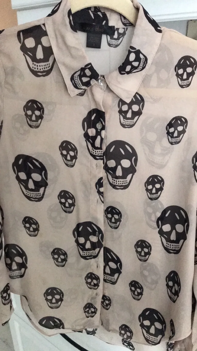 Skull beige and black blouse thumbnail