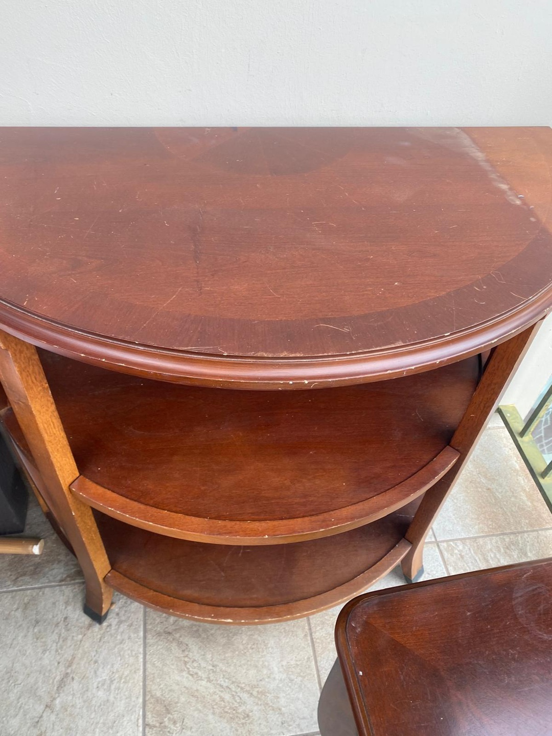 Dark Wood Half-Moon Console Table